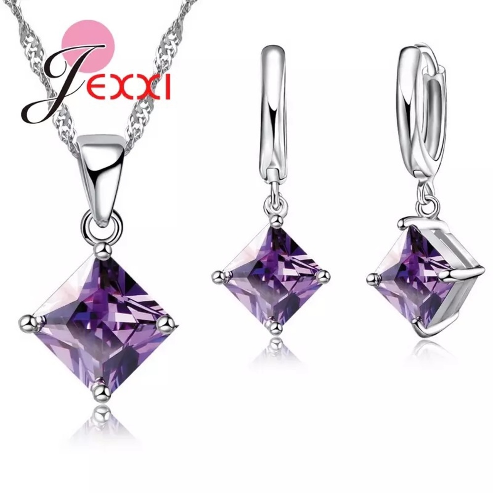 Silver set necklace and earrings